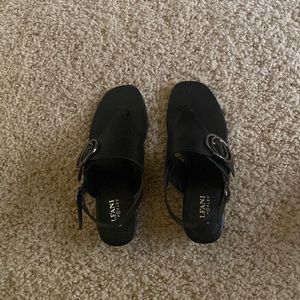 Alfani sandals, black, 1 1/2” heel